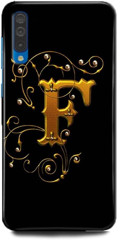 FIKORA Back Cover for Samsung Galaxy A50/SM-A505FZKDINS F LETTER PRINTED  (Multicolor, Hard Case, Pack of: 1)
