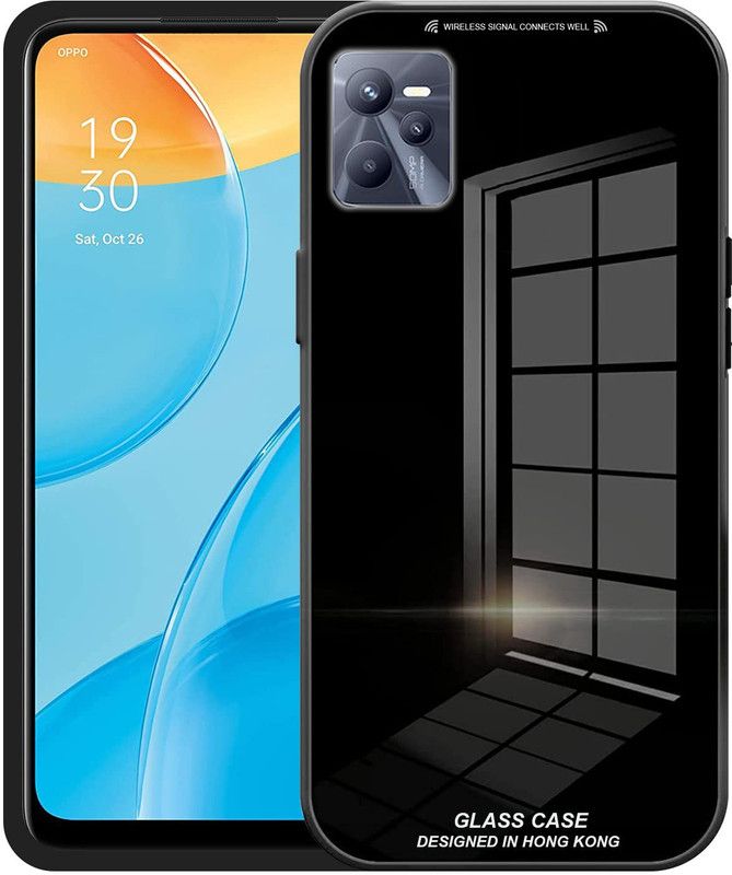 ONCRAVES Back Cover for Realme C35 Luxury Toughened Glass  (Black, Dual Protection, Pack of: 1)