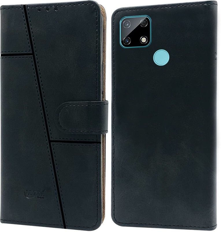 NIMMIKA ENTERPRISES Flip Cover for Realme Narzo 30A (Premium leather material)|(Magnetic closure)|  (Black, Dual Protection, Pack of: 1)