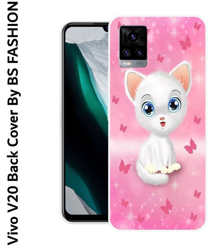 BSRAJ Back Cover for Vivo V20  (Pink, White, Silicon)