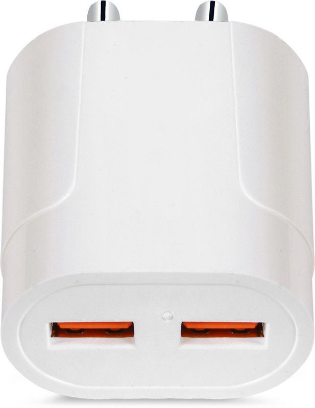 hobins 3.4A Double USB Port(38/2) Compatible with all smart phones 3.4 A Multiport Mobile Charger with Detachable Cable  (White)