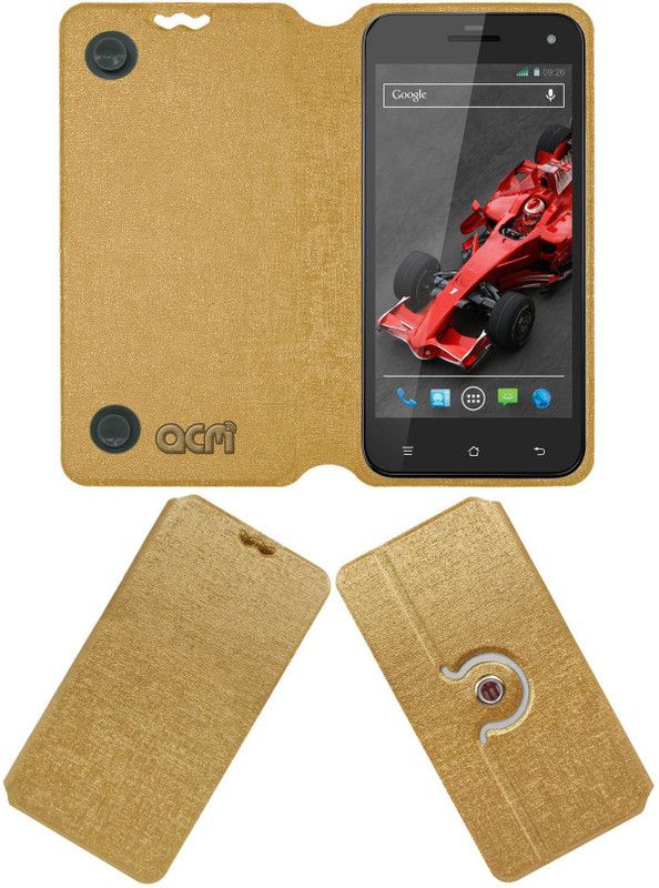 ACM Flip Cover for Lava Xolo Q1000s  (Gold, Cases with Holder, Pack of: 1)
