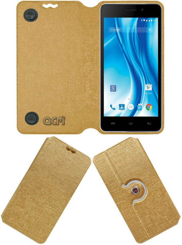 ACM Flip Cover for Lava X3  (Gold, Cases with Holder, Pack of: 1)