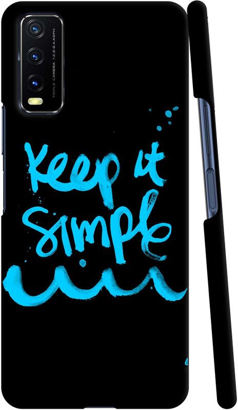 V'ART CREATIONS Back Cover for Vivo Y12a  (Black, Blue, Pack of: 1)