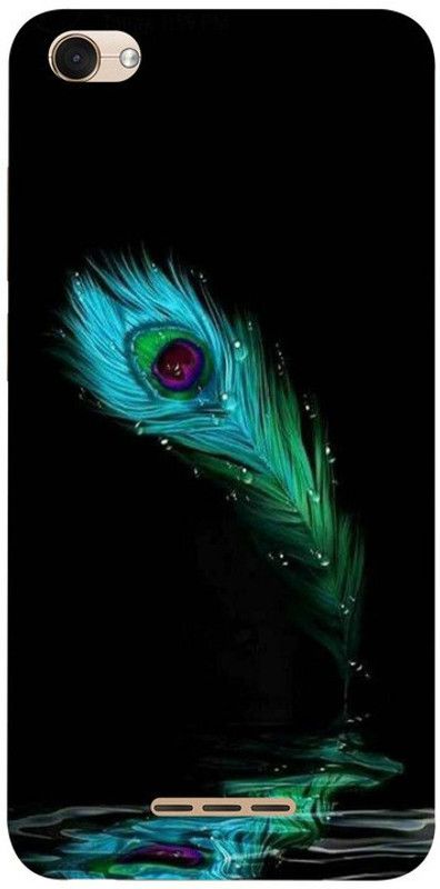Skyhawk Back Cover for Lava Z61 Black Background With Peacock Feather  (Multicolor, Waterproof, Silicon, Pack of: 1)