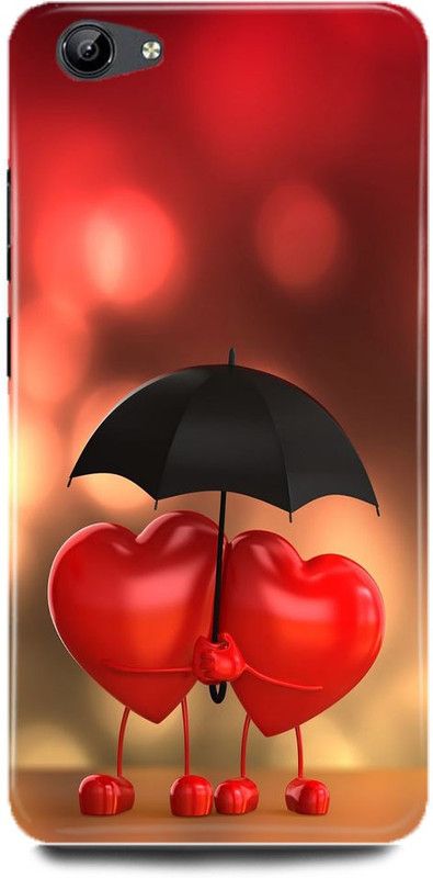 FRONK Back Cover for Vivo V5, 1601, HEART, UMBRELLA, LOVE, COUPLE  (Red, Hard Case, Pack of: 1)