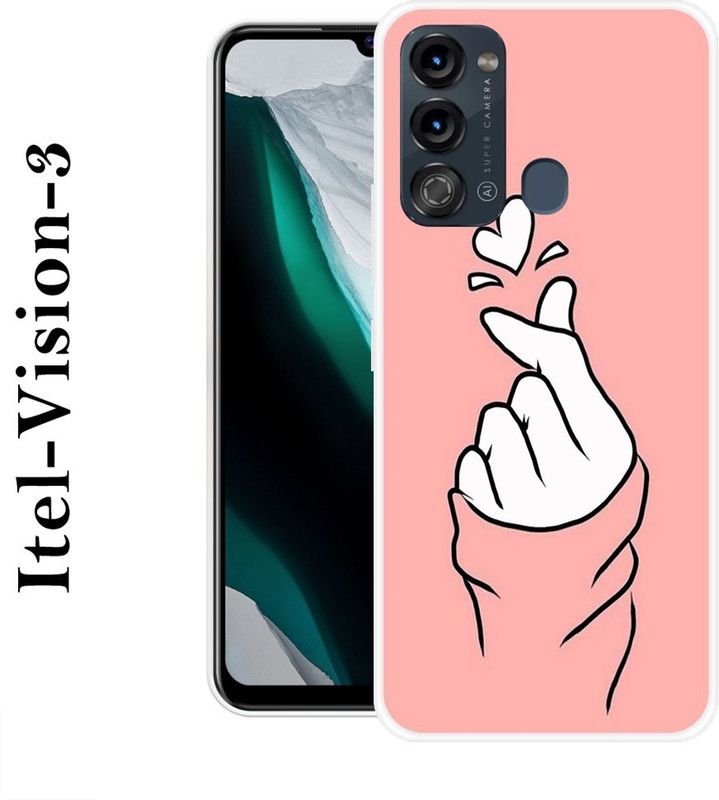 INDIALAND Back Cover for Itel Vision 3  (Pink, White, Grip Case, Silicon)