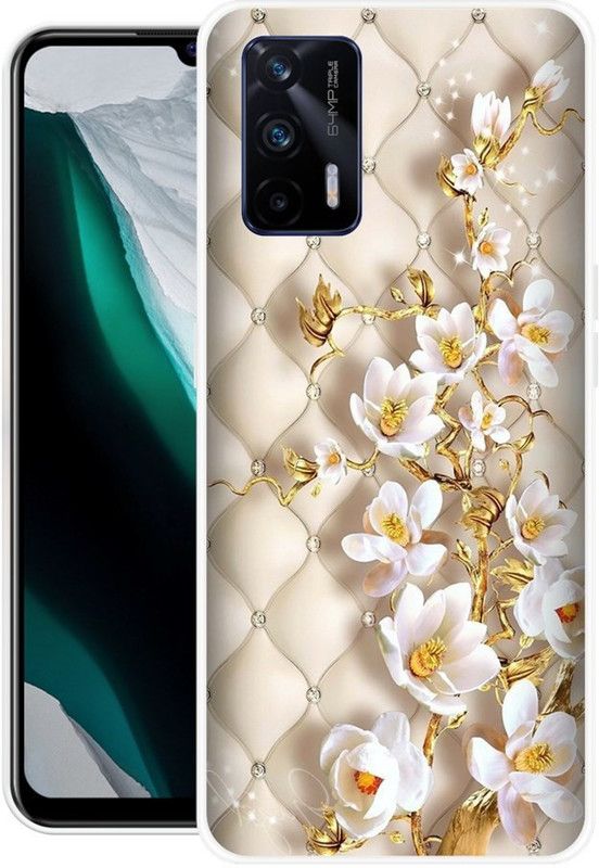 SUPER CASE Back Cover for Realme GT 5G  (White, Gold, Grip Case, Silicon)
