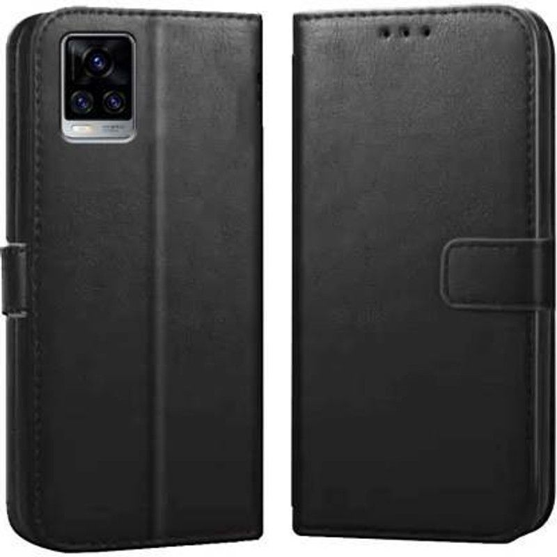 Casely Flip Cover for Vivo V20 Pro Flip Cover Leather Magnetic Flip Wallet Case Cover  (Black, Dual Protection, Pack of: 1)