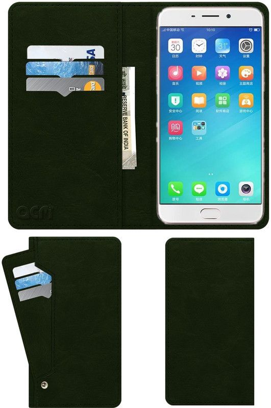ACM Flip Cover for Oppo R9 Plus  (Green, Cases with Holder, Pack of: 1)