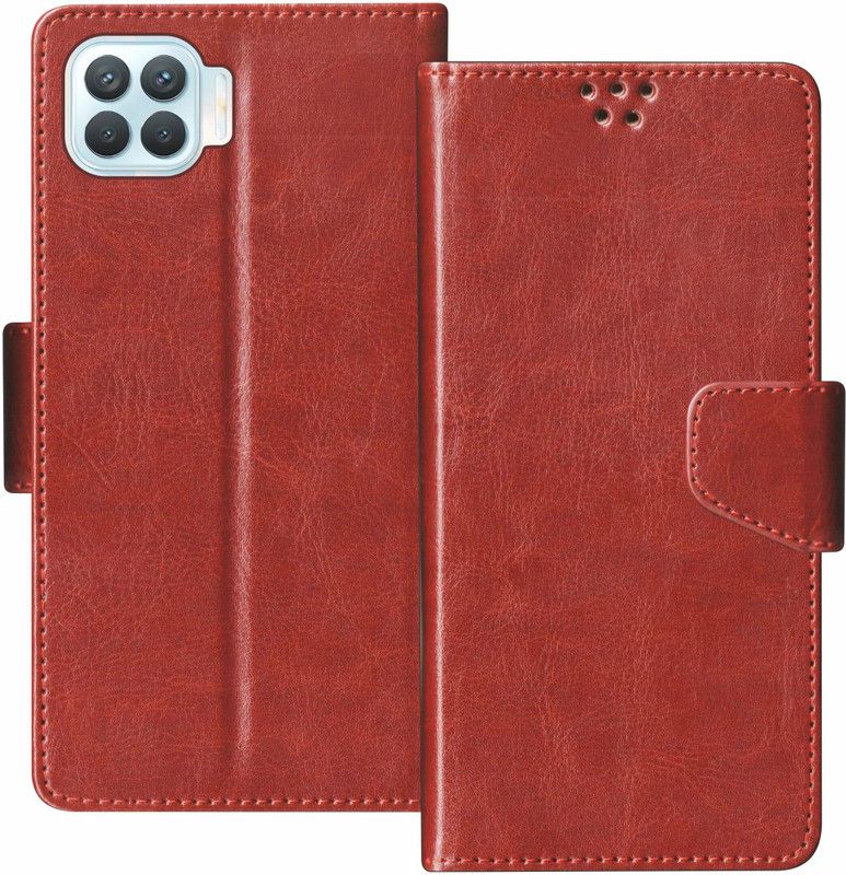 SBMS Flip Cover for Oppo F17 Pro  (Brown, Shock Proof, Pack of: 1)
