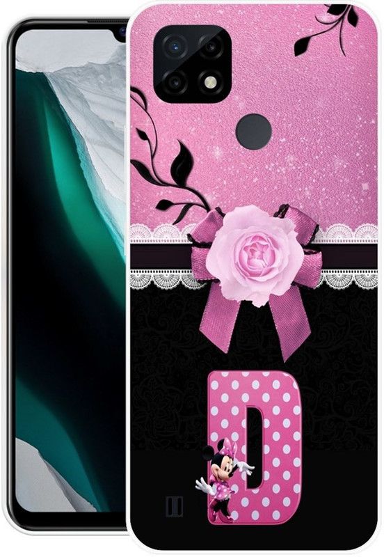 NEVYZAP Back Cover for Realme C21  (Black, Pink, Grip Case, Silicon, Pack of: 1)
