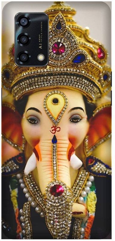 3D U PRINT Back Cover for OPPO F19 (4G),CPH2219 Ganesh Ji,Gabpati,bapa  (Yellow, Waterproof, Pack of: 1)