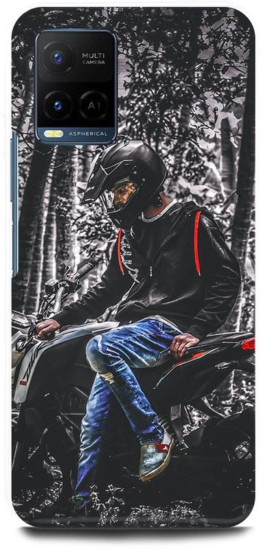 DIKRO Back Cover for Vivo Y21T, V2135, BIKER, BOY, RIDER, BIKE, LOVER  (Grey, Hard Case, Pack of: 1)