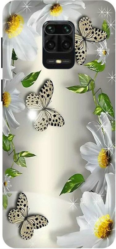 PICHKU Back Cover for REDMI-NOTE 9 PRO-M2003J6B2G-BUTTER,FLY,BLACK,COLORFUL,BUTTER,FLY,GIRLS,LOVE,FLOWER  (Silver, Hard Case, Pack of: 1)