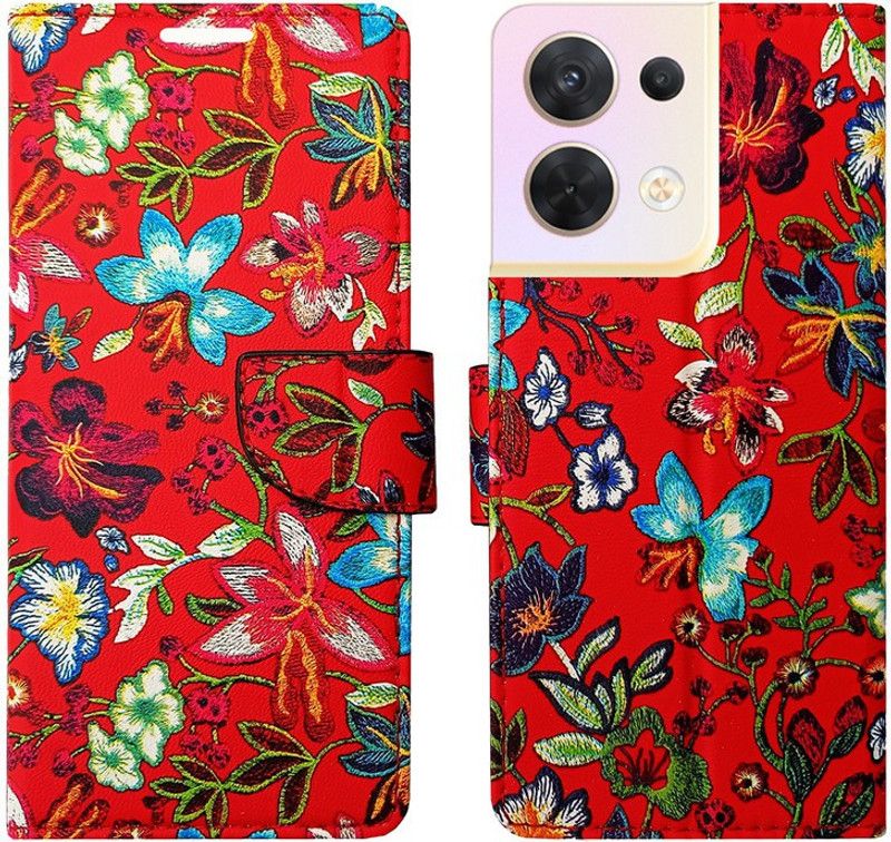 AD Enterprises Flip Cover for Oppo Reno8 5G  (Red, Magnetic Case, Pack of: 1)