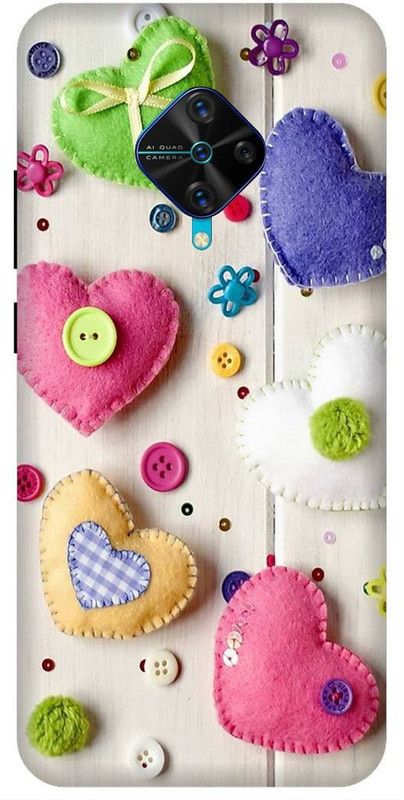 SSMORYA Back Cover for Vivo S1 Pro Cute Heart Printed Back Cover  (Multicolor, Waterproof, Pack of: 1)