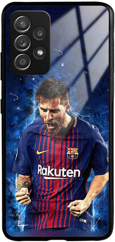 NDCOM Back Cover for Samsung Galaxy M32 5G leonel Messi Football Sports Printed Glass Case  (Multicolor, Grip Case, Pack of: 1)