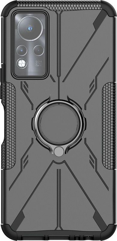 Accessories Kart Back Cover for Infinix note 11s ring dazzle tyre case with kick stand  (Black, Pack of: 1)