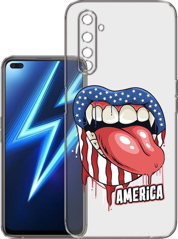 HANIRY Back Cover for Realme 6 Pro / RMX2061 mobile cover | OPEN MOUTH & TEXT AMERICA | Design | PNG_28  (Multicolor, Flexible, Silicon, Pack of: 1)
