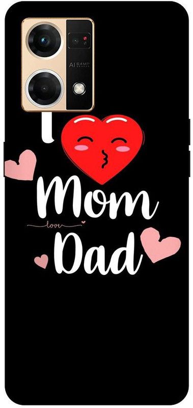 COVERJET Back Cover for RENO 7- CPH2363--I- LOVE- MOM- DAD- LOVE  (Black, Hard Case, Pack of: 1)