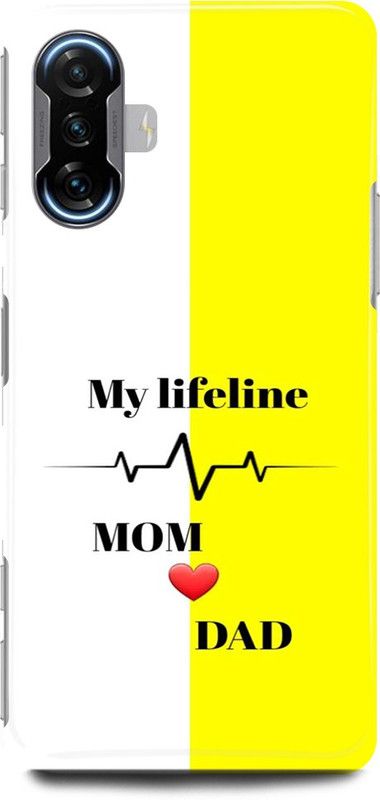 play fast Back Cover for POCO F3 GT MY, LIFELINE, MOM, DAD, LOVE  (Yellow, Hard Case, Pack of: 1)