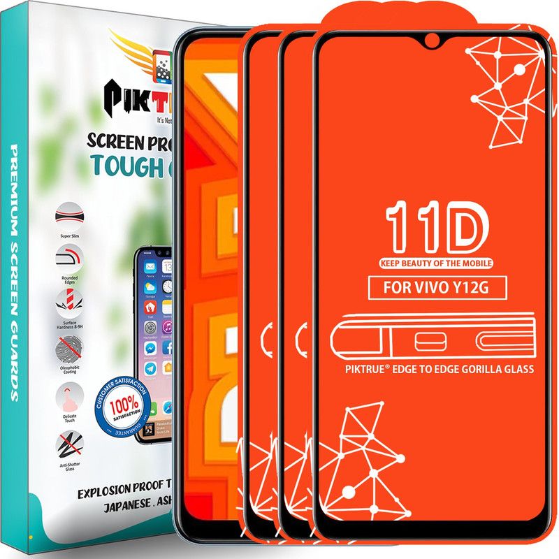 PikTrue Edge To Edge Tempered Glass for Vivo Y12G  (Pack of 3)