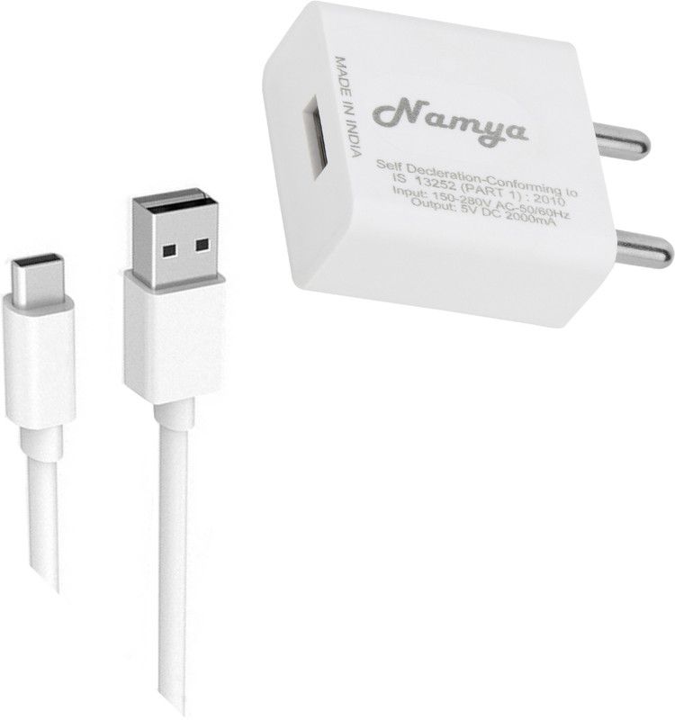 NAMYA 5 W NA 1 A Mobile 2A. FAST CHARGER &SYNC/DATA CABLE FOR MEI__ZU PRO 6 s Charger with Detachable Cable  (White, Cable Included)