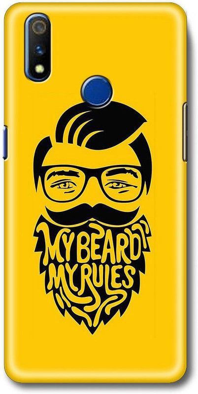 Zappy Back Cover for Realme 3, Realme 3i  (Yellow, Black, Hard Case)