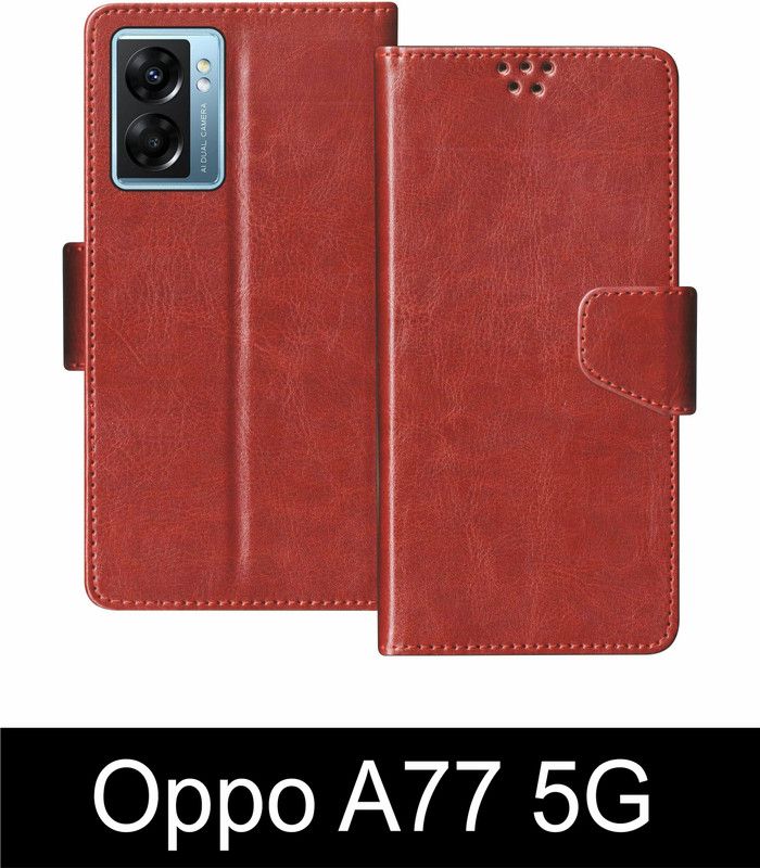 korumacase Flip Cover for Oppo A77 5G  (Brown, Shock Proof, Pack of: 1)