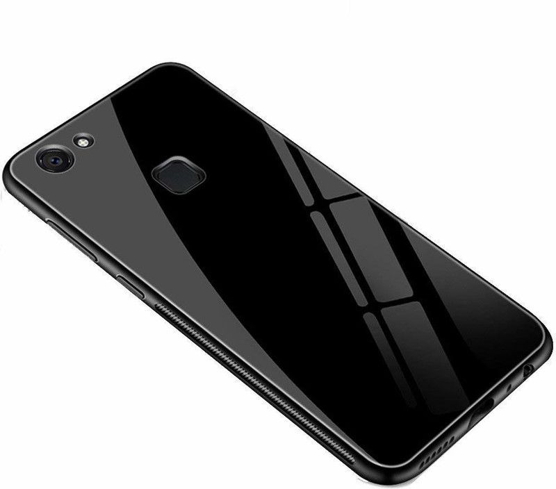 Urban India Back Cover for Vivo Y83 Luxurious Glass Back Case Cover Soft Edge Protective TPU Bumper  (Black, Shock Proof, Pack of: 1)