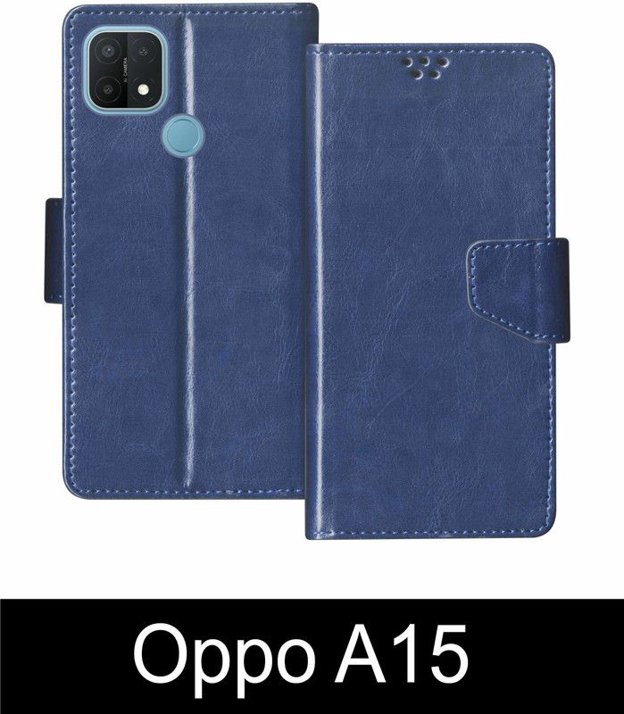 korumacase Flip Cover for Oppo A15  (Blue, Shock Proof, Pack of: 1)