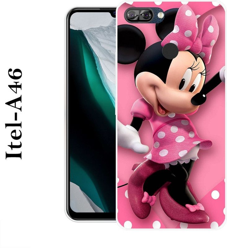 BAGRA Back Cover for Itel A46  (Pink, Black, Silicon)