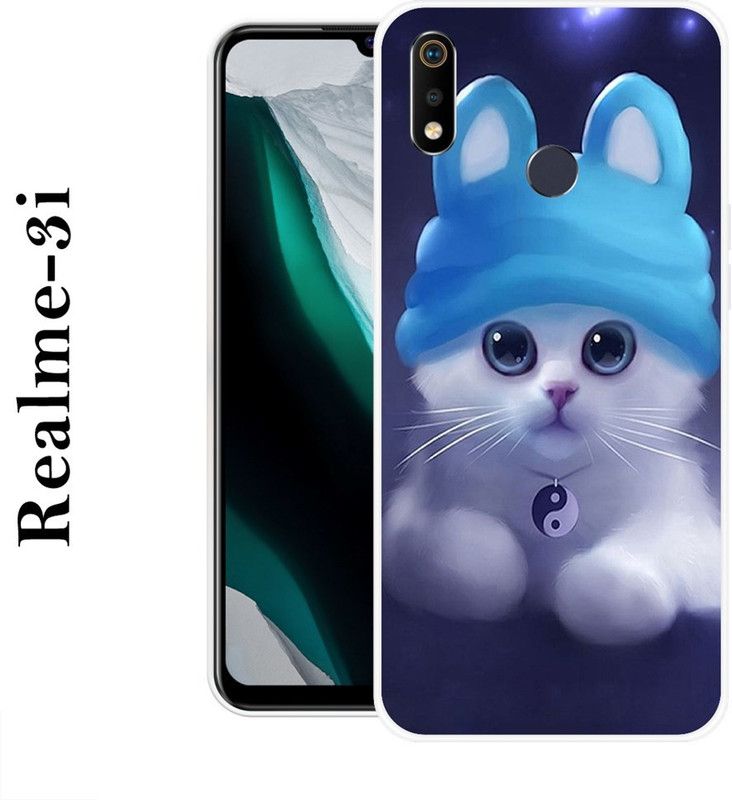 SUPERCASE Back Cover for Realme 3i  (Blue, White, Silicon)