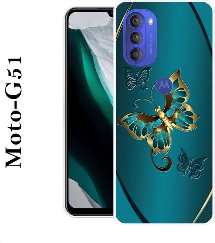 KLC Back Cover for Motorola Moto G51  (Green, Gold, Silicon)