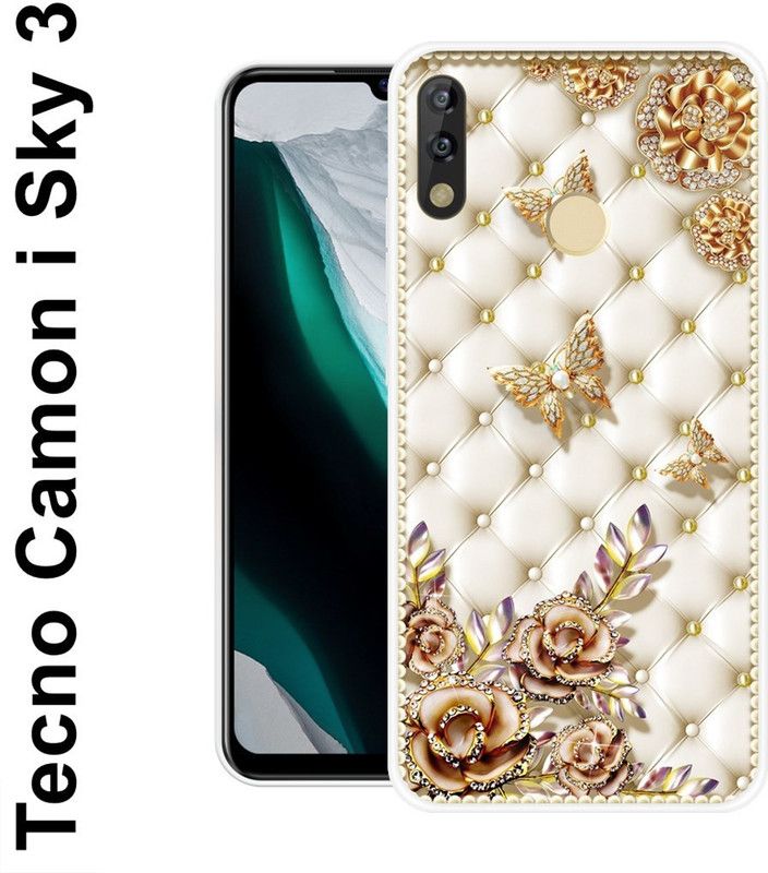 KUDI Back Cover for Tecno Camon I Sky 3  (Gold, White, Silicon)