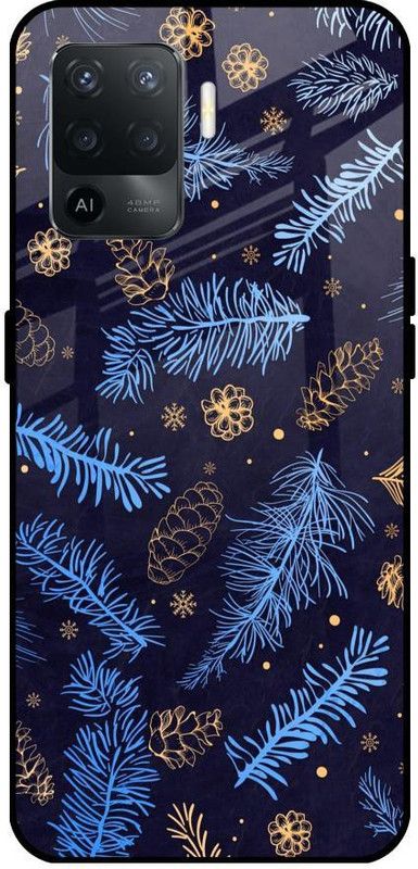 QRIOH Glass Back Cover for Oppo F19 Pro  (Blue, Grip Case, Silicon, Pack of: 1)