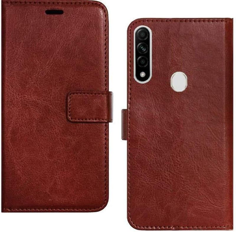 Finaux Flip Cover for Oppo A31  (Brown, Pack of: 1)