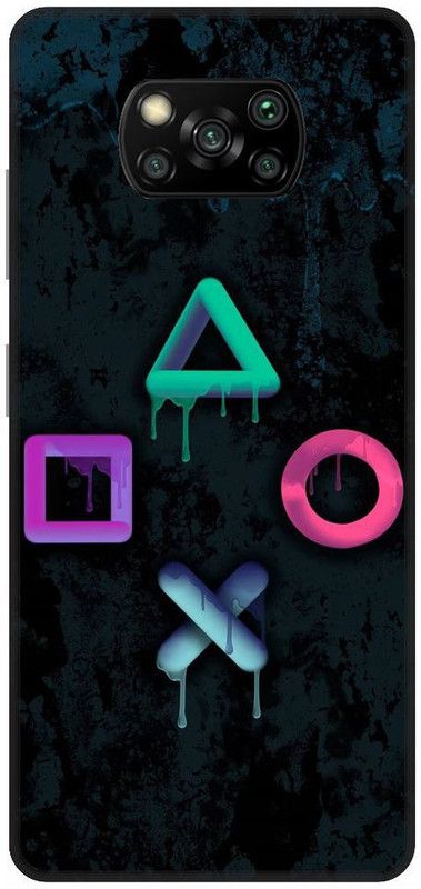 URCHIN Back Cover for Poco X3 game consol, game, player, Game, BUTTONS, NEON, COLOURFULL  (Multicolor, Shock Proof, Pack of: 1)
