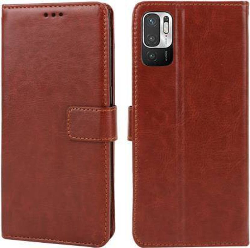 Moonlight Flip Cover for Xiaomi Redmi e 10T 5G  (Brown, Dual Protection, Pack of: 1)