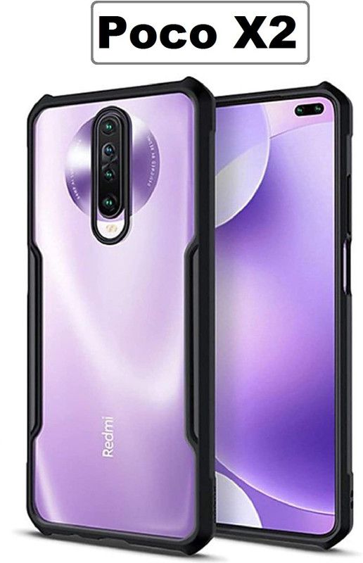 xykos Back Cover for Poco X2  (Black, Transparent, Grip Case)