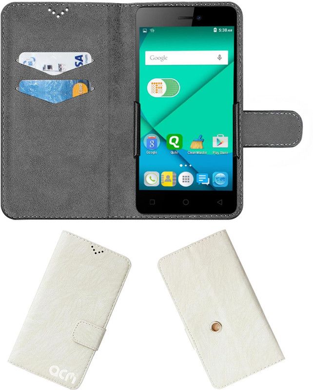 ACM Flip Cover for Micromax Canvas Juice 4 Q382  (White, Cases with Holder, Pack of: 1)