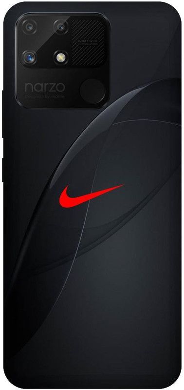 UMPRINT Back Cover for Realme Narzo 50A,RMX3430 Nike Black Nike Logo Printed Back Cover  (Multicolor, Shock Proof, Pack of: 1)