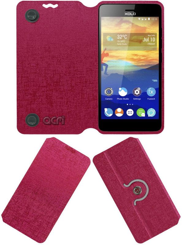 ACM Flip Cover for Xolo Black 2gb  (Pink, Cases with Holder, Pack of: 1)