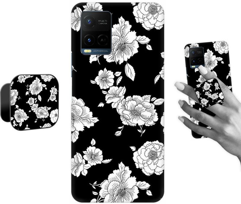 COBIERTAS Back Cover for Vivo Y33s  (Black, White, Cases with Holder, Pack of: 2)