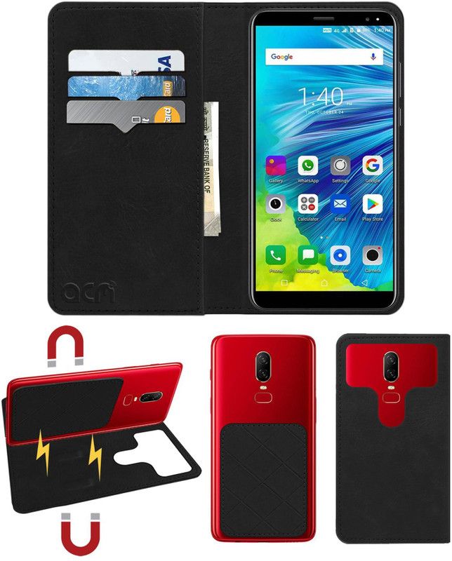 ACM Flip Cover for Ismart I1 Epic  (Black, Cases with Holder, Pack of: 1)