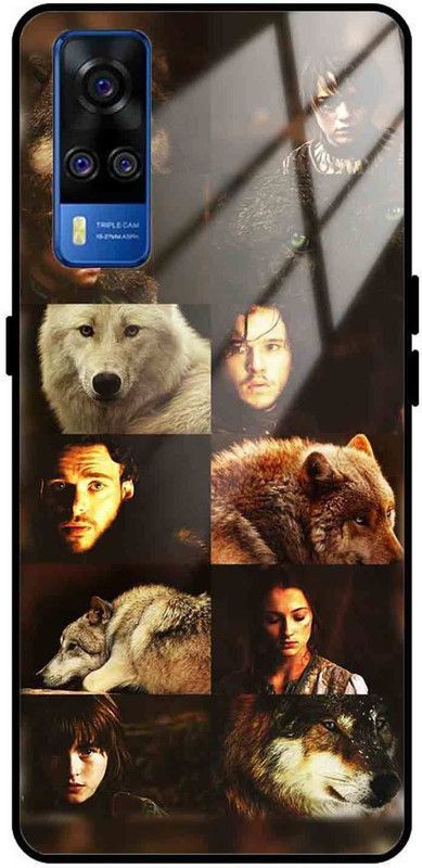 NDCOM Back Cover for Vivo Y51A Stark children and their Dire Wolves Printed Glass Case  (Multicolor, Grip Case, Pack of: 1)