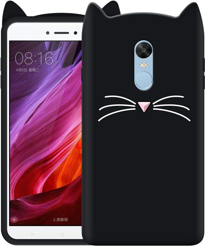 Reyan Back Cover for Mi Redmi Note 4 Black Cat Kitty Design Soft Silicone Cover For Mi Redmi Note 4  (Black, 3D Case, Pack of: 1)