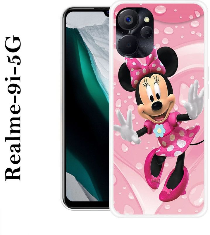 INDIALAND Back Cover for Realme 9i 5G  (Pink, Black, Grip Case, Silicon)