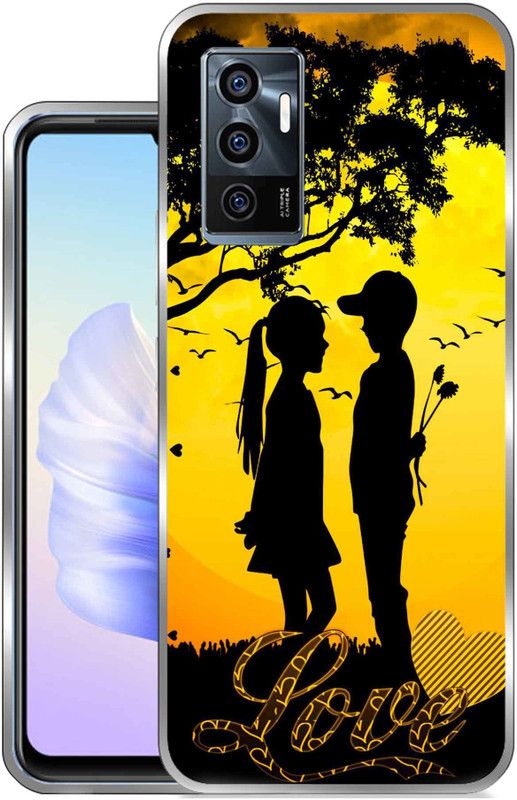 Vascase Back Cover for Vivo V23e  (Black, Yellow, Silicon)